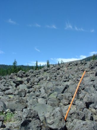 Crossing the lava field on the western return route
